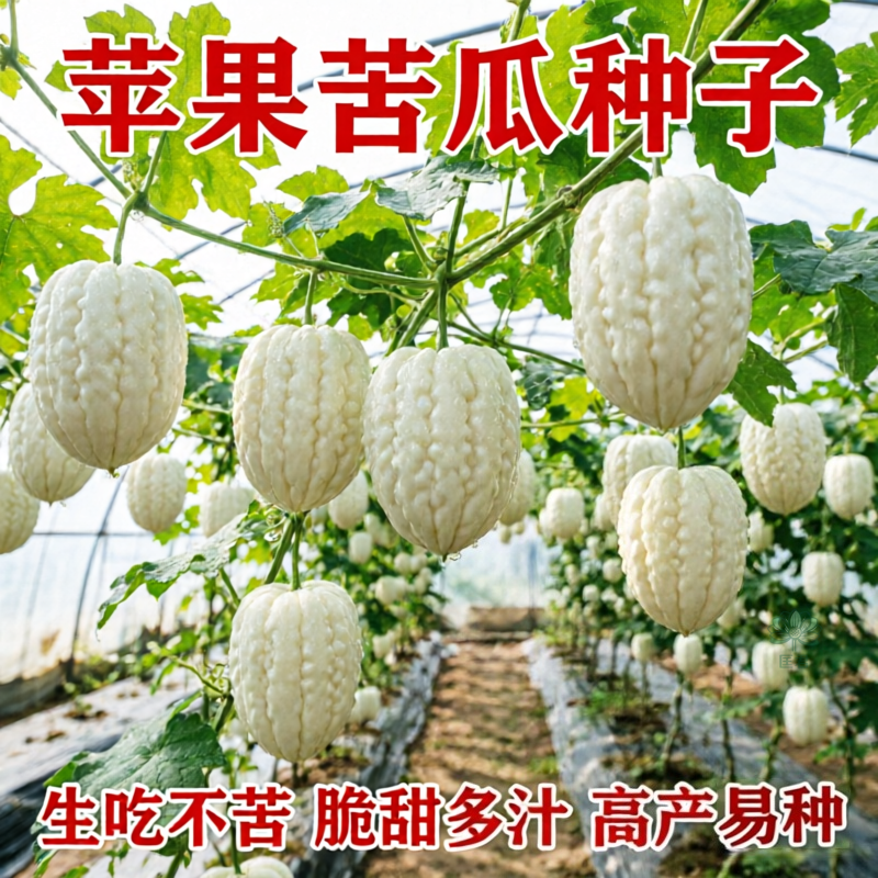 白玉苹果苦瓜种子甘甜脆水果苦瓜春天四季蔬菜种子平果白色苦瓜籽