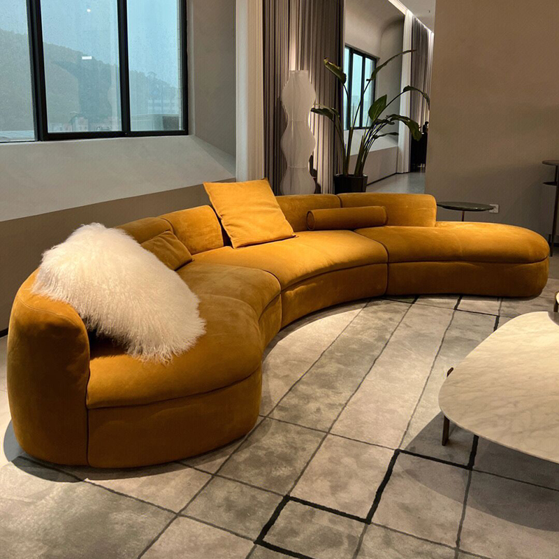 意式极简半圆弧形沙发设计师款轻奢大小户型接待区酒店客厅沙发