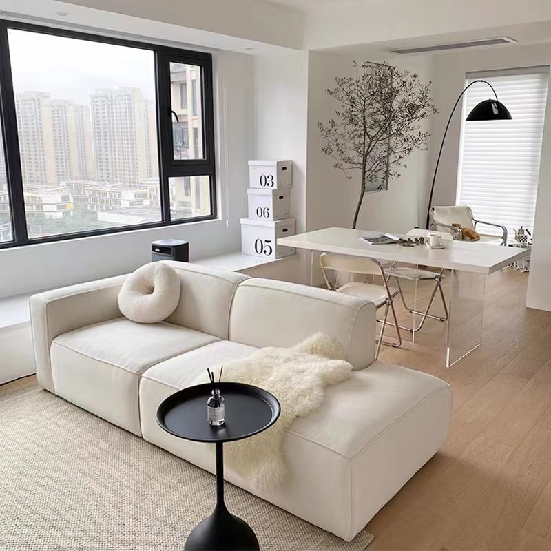 北欧布艺沙发客厅豆腐模块组合