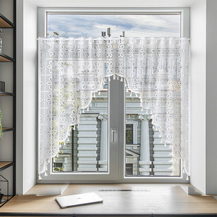 法式门帘卧室高级感隔断遮挡帘橱柜门咖啡帘防尘纱穿杆免打孔批发