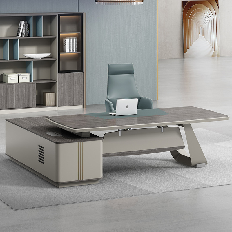 倾脚老板桌简约现代经理桌总裁桌大班台办公桌椅组合老板桌