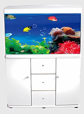 80/100cm旺隆鱼缸水族箱黑/白色家庭养鱼缸带LED灯乌龟缸金鱼缸