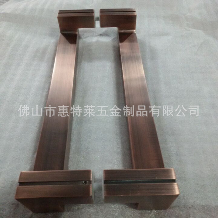 厂家供应304拉丝玫瑰金亮油无指纹方管拉手 黑钛金方管大门拉手