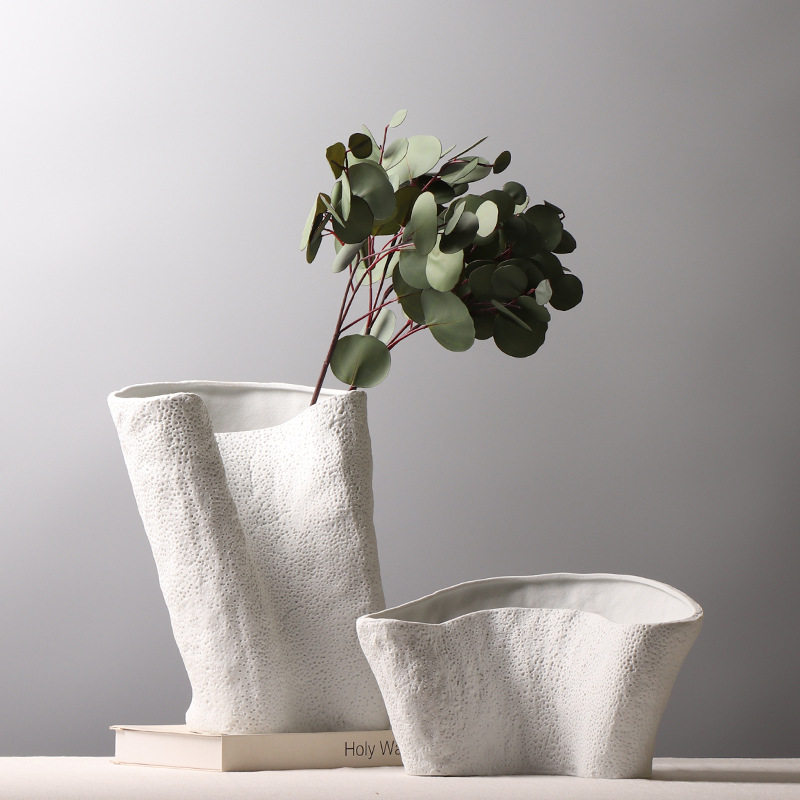 现代简约创意干花花器异形花瓶设计师样板房酒店软装装饰品白摆件,模玩/动漫/周边/娃圈三坑/桌游,文化/体育周边,淘宝优惠券,粉丝福利购,淘宝优惠卷