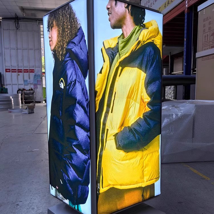 立式新款灯箱发光移动招牌广告牌菜单展示户外落地式led滚动旋转