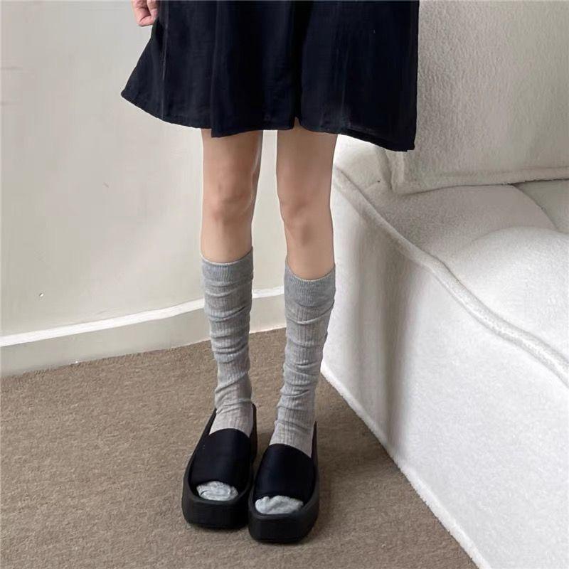 薄款堆堆袜夏季百搭韩国ins潮糖果色多巴胺穿搭网红彩色中筒袜女m