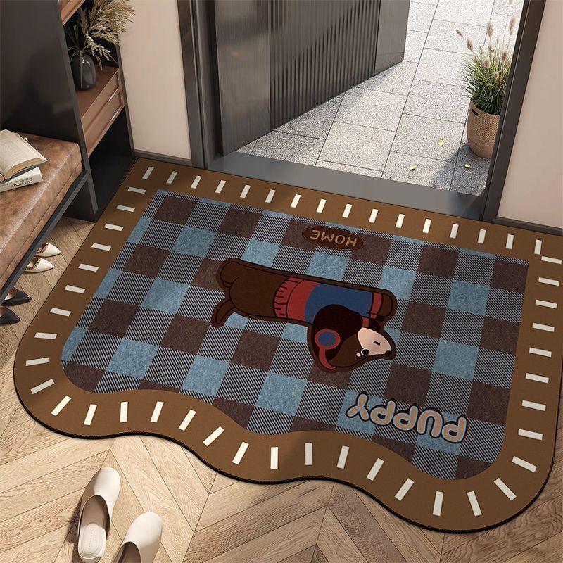 覆古美式卡通地垫防滑耐磨矽胶材质高档门垫宽尺寸吸水aa
