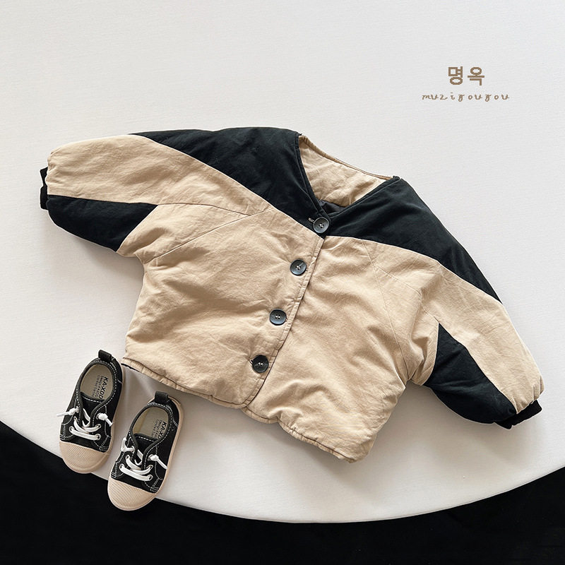 敲有范~儿童棉衣外套026冬季新款男女童韩版森系复古开衫棉服外套