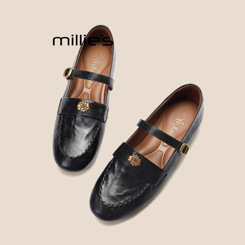 MILLIE'S/妙丽法式粗跟玛丽珍鞋女2026春季款百搭一字带浅口单鞋,女鞋,玛丽珍鞋,淘宝优惠券,粉丝福利购,淘宝优惠卷