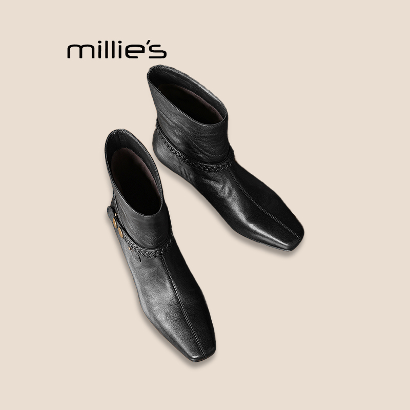 妙丽真皮复古马丁靴女巨好看