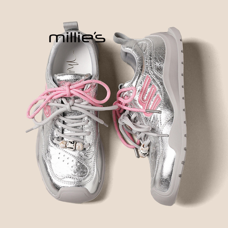 MILLIE'S/妙丽小众厚底板鞋2025春季爆款百搭设计感韩系休闲女鞋Q