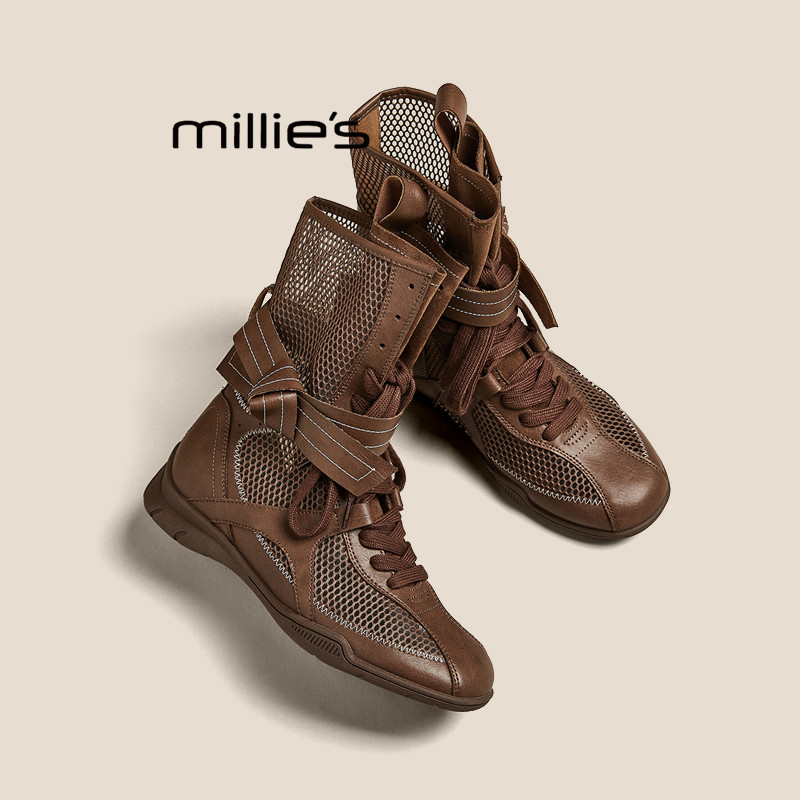 MILLIE'S/妙丽真皮厚底凉靴女