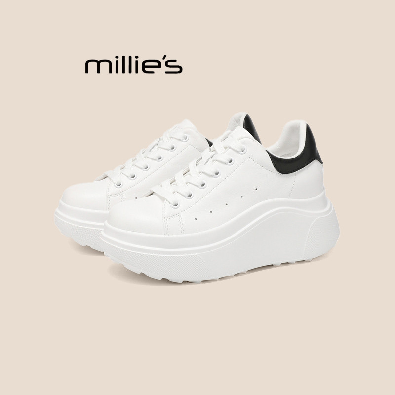 MILLIE'S/妙丽厚底小白鞋女2026春季新款内增高运动休闲百搭板鞋Q,女鞋,时尚休闲鞋,淘宝优惠券,粉丝福利购,淘宝优惠卷