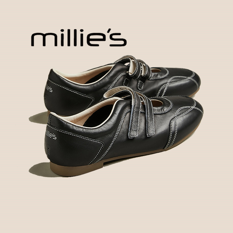MILLIE'S/妙丽增高真皮玛丽珍鞋女夏季浅口复古小皮鞋平底芭蕾鞋,女鞋,时尚休闲鞋,淘宝优惠券,粉丝福利购,淘宝优惠卷