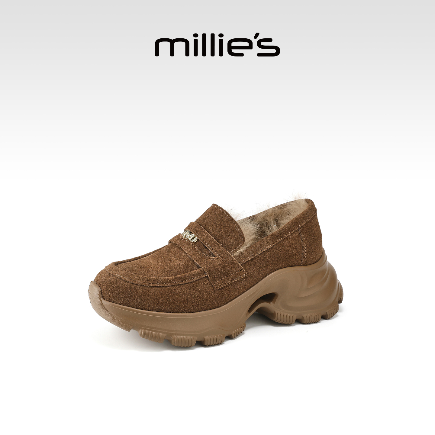 MILLIE'S/妙丽真皮厚底老爹鞋女