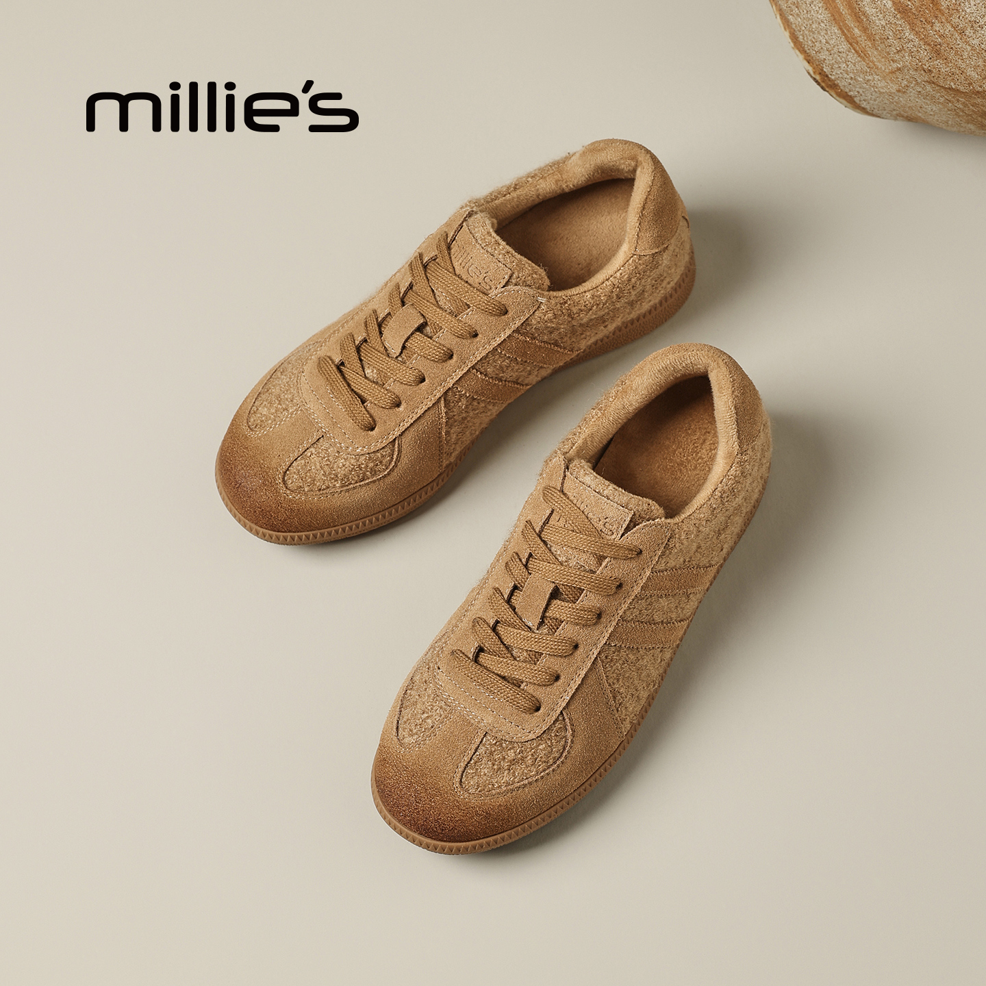 MILLIE'S/妙丽真皮厚底德训鞋