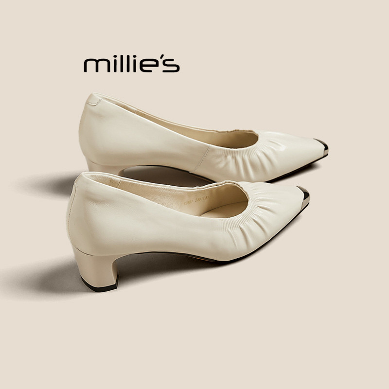 MILLIE'S/妙丽2025新款夏季时尚外穿女士百搭尖头凉鞋浅口单鞋,女鞋,婚鞋,淘宝优惠券,粉丝福利购,淘宝优惠卷