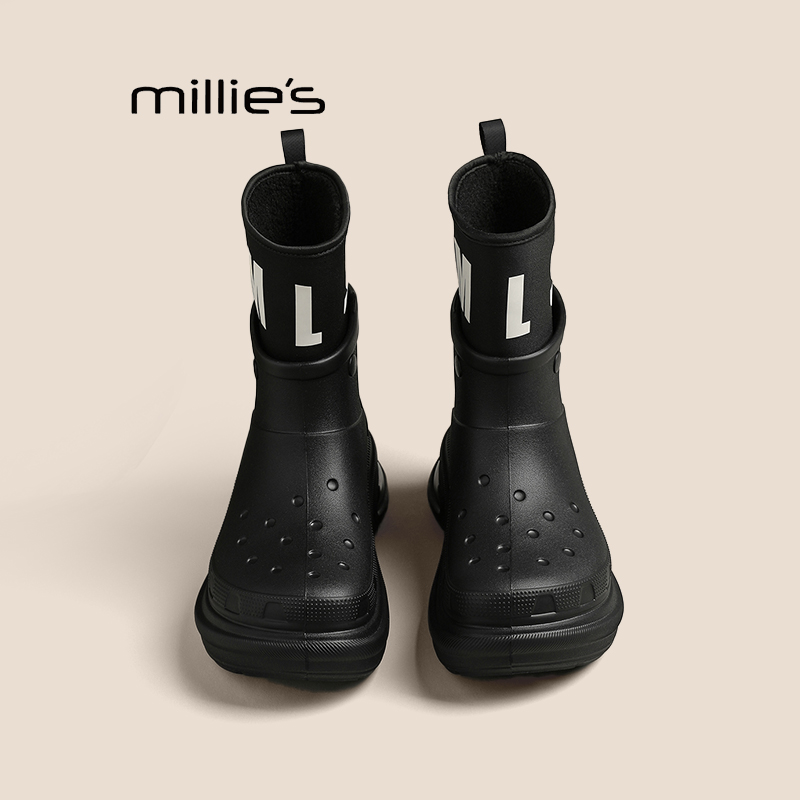 妙丽真皮厚底短筒靴女巨好看