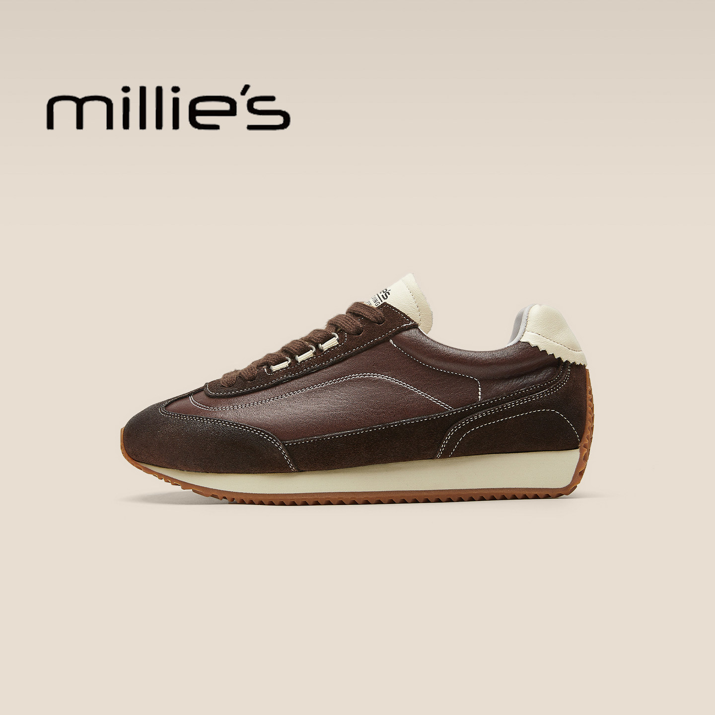 MILLIE'S/妙丽2025新款复古德训鞋女平底运动鞋轻便休闲百搭板鞋,女鞋,休闲板鞋,淘宝优惠券,粉丝福利购,淘宝优惠卷