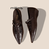 芭蕾舞鞋 妙丽2026秋季 法式 MILLIE 平底单鞋 新款 镂空玛丽珍鞋 女Z