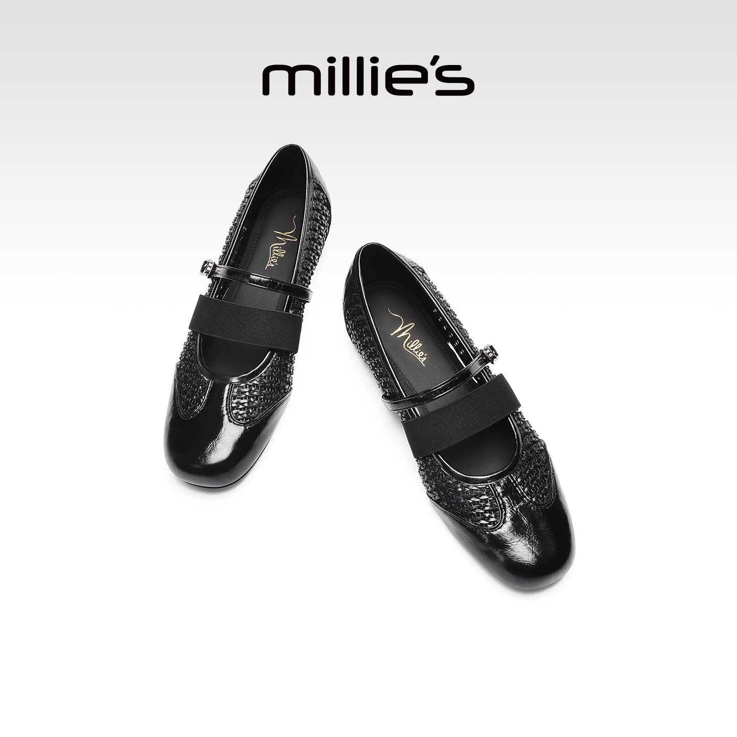 MILLIE'S/妙丽编织镂空玛丽珍鞋女一字扣带平底百搭通勤单鞋Z,女鞋,玛丽珍鞋,淘宝优惠券,粉丝福利购,淘宝优惠卷