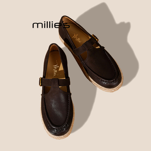 草编复古乐福鞋 妙丽休闲一脚蹬厚底单鞋 新款 女2025秋季 MILLIE