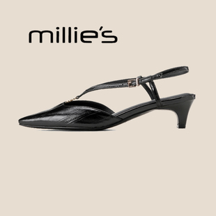 尖头浅口高跟鞋 妙丽2025夏法式 时尚 女 气质包头后空凉鞋 MILLIE