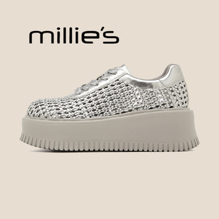MILLIE'S/妙丽2026夏季新款厚底小白鞋女鞋休闲运动板鞋增高鞋潮P