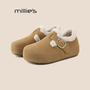 时尚 妙丽2025秋冬新款 休闲厚底勃肯鞋 外穿加绒单鞋 MILLIE 女鞋