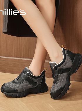 MILLIE'S/妙丽灰色时尚休闲运动鞋女2025新款秋季软底舒适跑步鞋