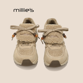 妙丽复古阿甘鞋 子女2026冬新款 MILLIE 加绒羊羔毛软底休闲鞋