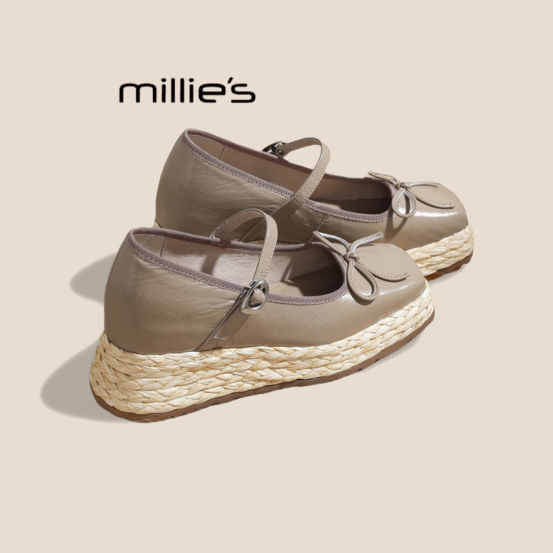MILLIE'S/妙丽2025新款复古风编织一字带玛丽珍鞋女厚底单鞋女,女鞋,婚鞋,淘宝优惠券,粉丝福利购,淘宝优惠卷