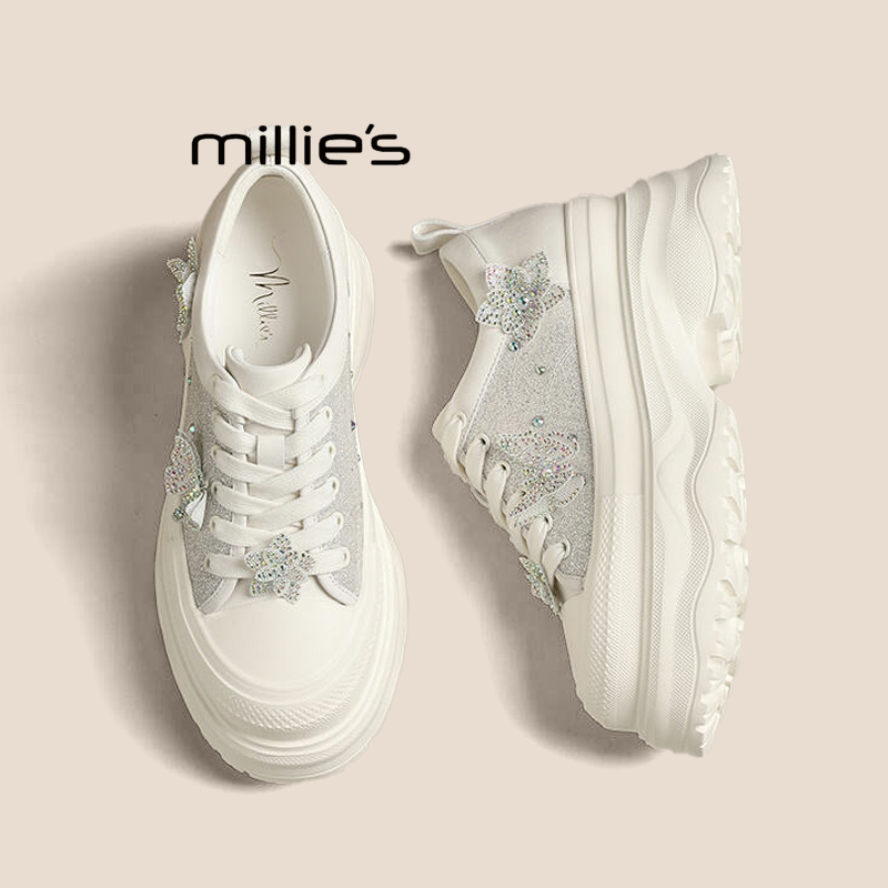 MILLIE'S/妙丽真皮厚底板鞋女