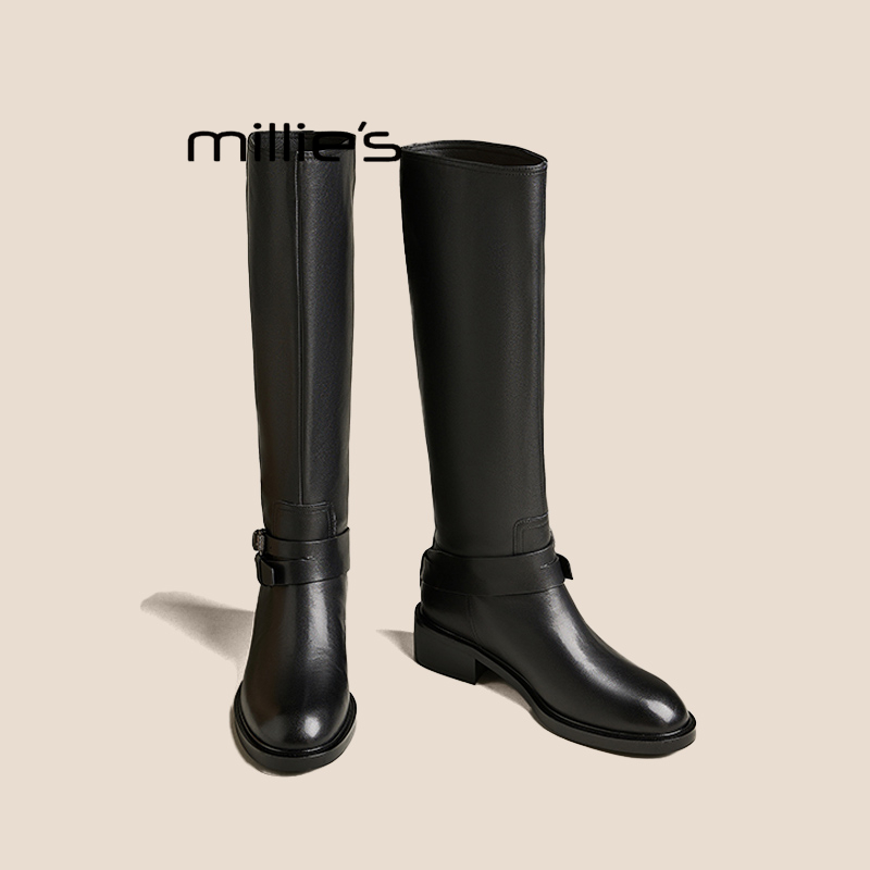 MILLIE'S/妙丽粗跟显瘦骑士靴