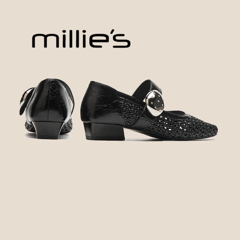MILLIE'S/妙丽编织一字带单鞋
