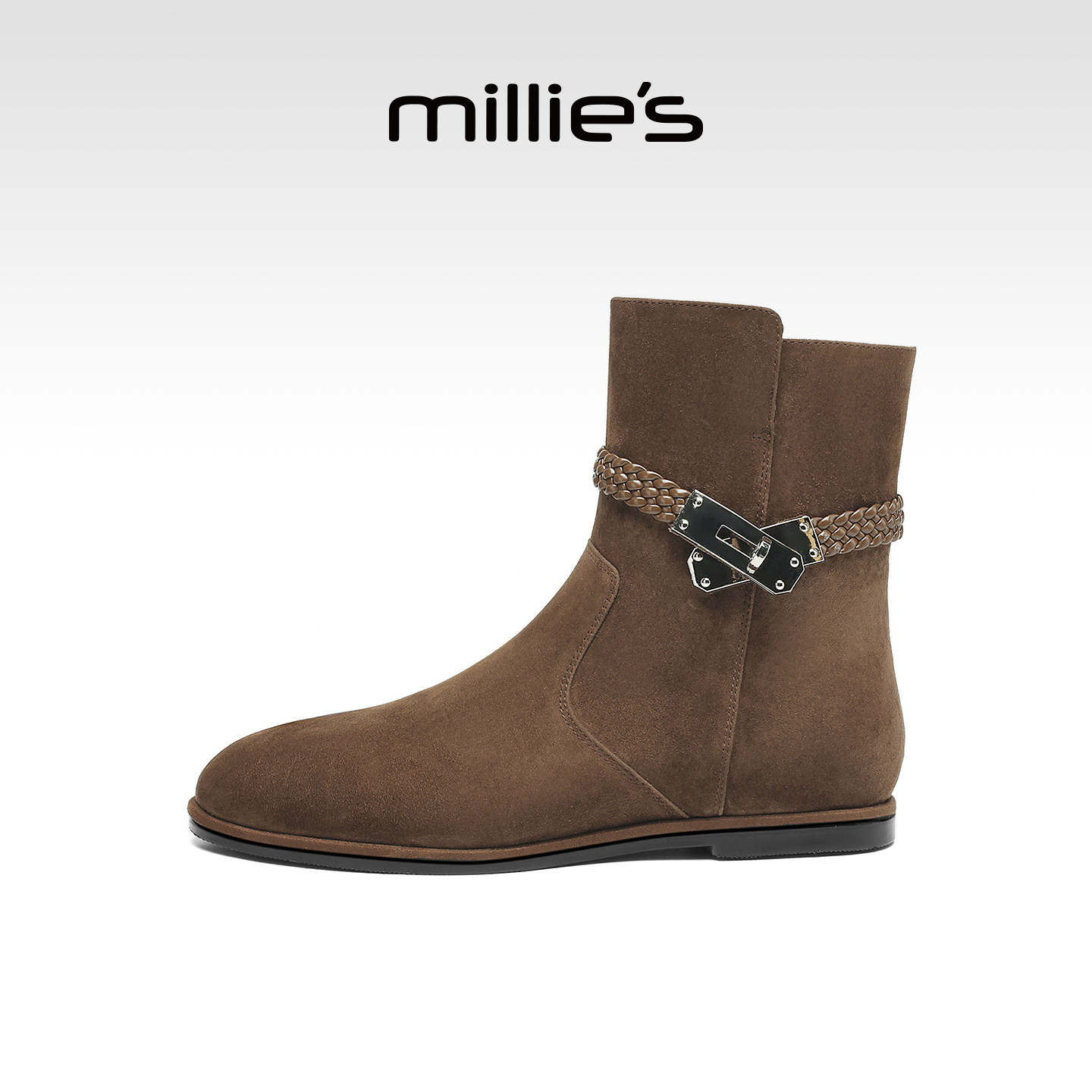 MILLIE'S/妙丽2026新款复古风时尚百搭女靴舒适保暖气质及踝靴P