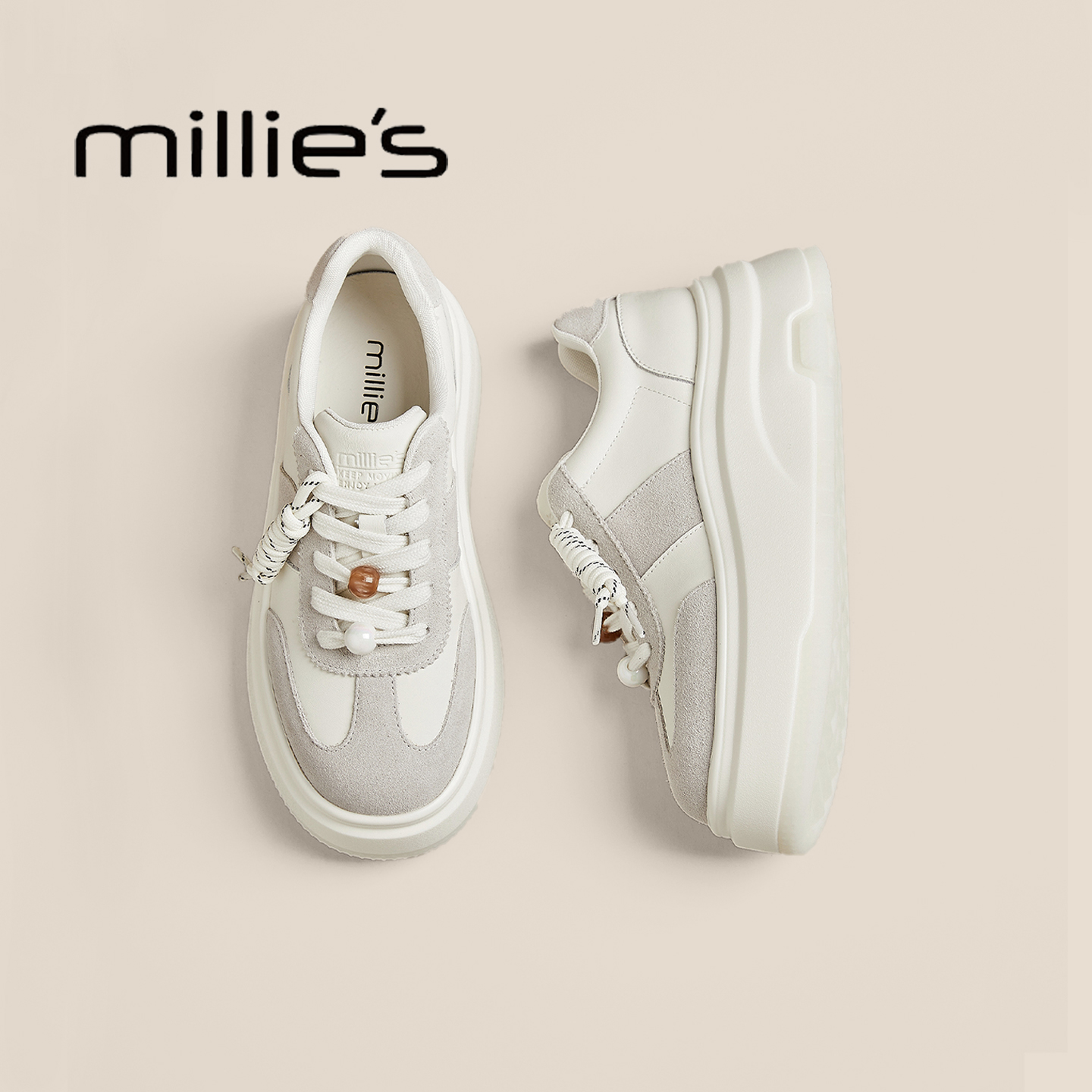 MILLIE'S/妙丽真皮德训鞋女