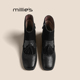 MILLIE 女Z 真皮短靴女英伦风布洛克靴子平底流苏鞋 妙丽秋冬新款