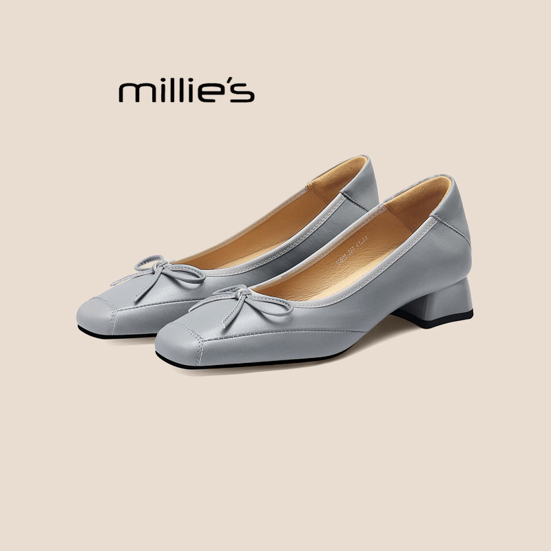 MILLIE'S妙丽芭蕾风春季蝴蝶结单鞋女百搭浅口一脚蹬玛丽珍鞋Z,女鞋,婚鞋,淘宝优惠券,粉丝福利购,淘宝优惠卷