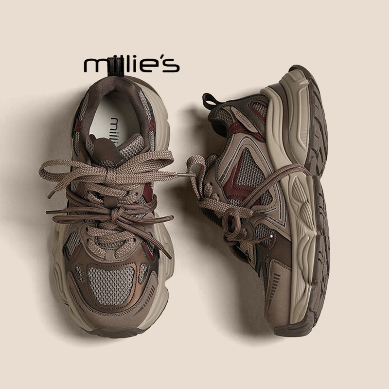 MILLIE'S/妙丽真皮厚底老爹鞋女