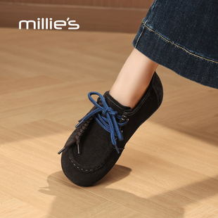 内增高全包勃肯鞋 女鞋 25年秋季 MILLIE 复古休闲鞋 妙丽秋款 新款