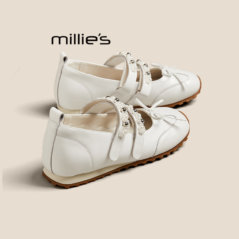 MILLIE'S/妙丽2025秋方头软底芭蕾鞋低跟配裙子凉鞋法式玛丽珍鞋,女鞋,婚鞋,淘宝优惠券,粉丝福利购,淘宝优惠卷