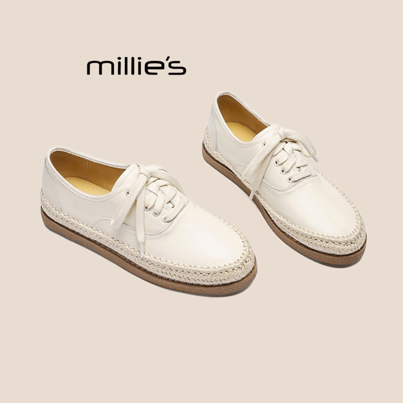 MILLIE'S/妙丽厚底百搭乐福鞋女206新款春季老钱风一脚蹬渔夫鞋P