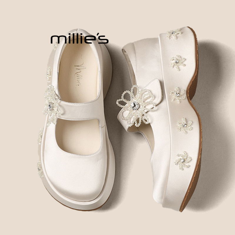 MILLIE'S/妙丽时尚厚底玛丽珍鞋女2026春款一字扣带百搭增高单鞋Q