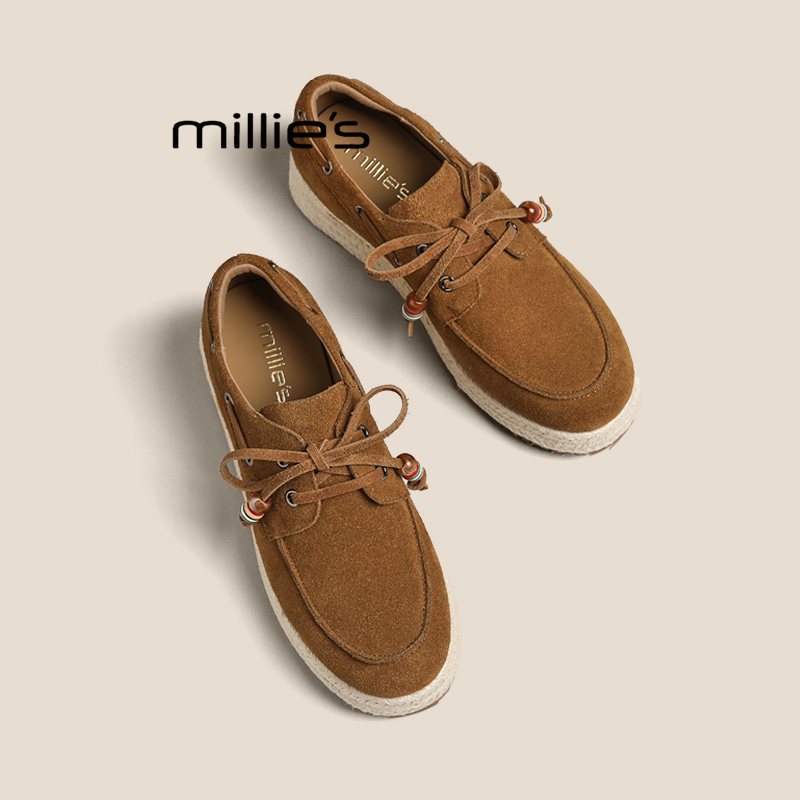 MILLIE'S/妙丽真皮复古渔夫鞋