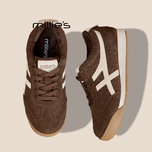 阿甘鞋 MILLIE 时尚 女加绒内增高百搭休闲运动鞋 S妙丽复古德训鞋