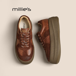 百搭休闲运动鞋 妙丽厚底真皮休闲板鞋 系带时尚 秋新款 MILLIE