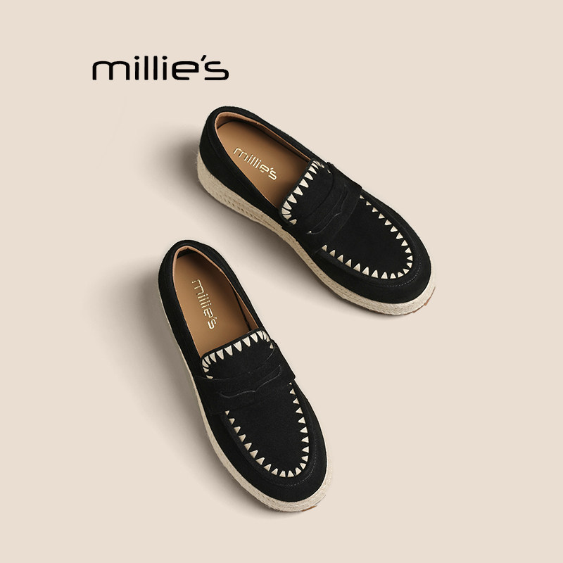 MILLIE'S/妙丽单鞋女2025春秋新款厚底护士软底休闲鞋防滑豆豆鞋,女鞋,乐福鞋（豆豆鞋）,淘宝优惠券,粉丝福利购,淘宝优惠卷