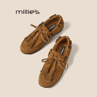 豆豆鞋 妙丽2025新款 女平底一脚蹬懒人鞋 复古流苏豆豆鞋 MILLIE