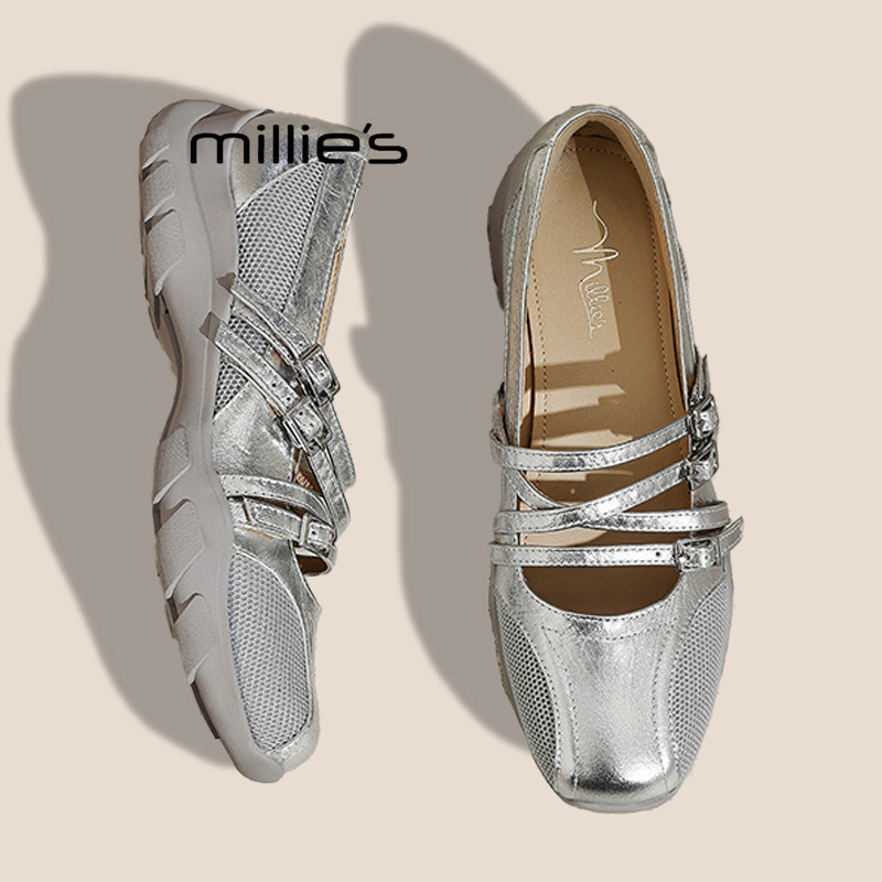 MILLIE'S/妙丽真皮圆头镂空玛丽珍鞋女2026春款休闲百搭浅口单鞋,女鞋,浅口单鞋,淘宝优惠券,粉丝福利购,淘宝优惠卷